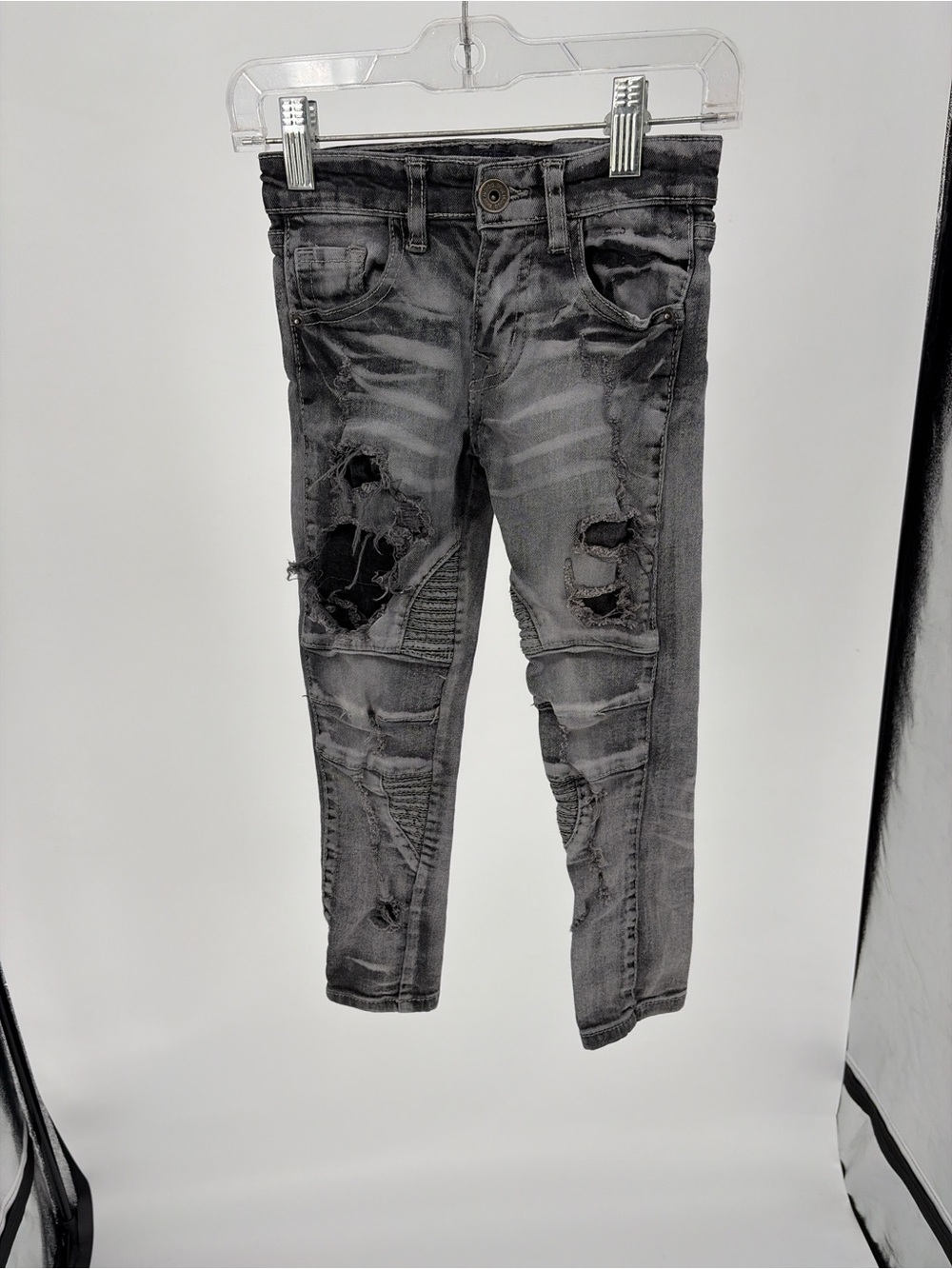 True Indigo Black Distressed Kids Skinny Jeans